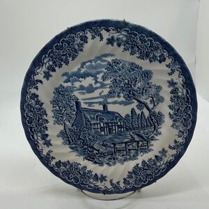 Vintage Countryside Blue and White Dinner Plate